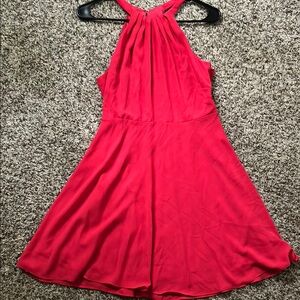 Elegant Red Halter Dress